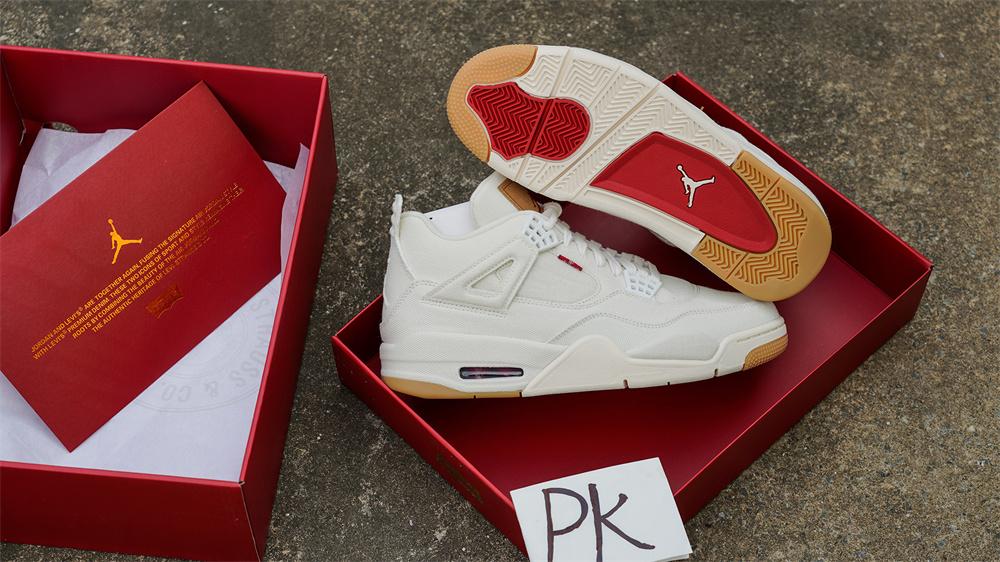 PK God Jordan 4 Retro Levi''s White RETAIL MATERIALS READY TO SHIP